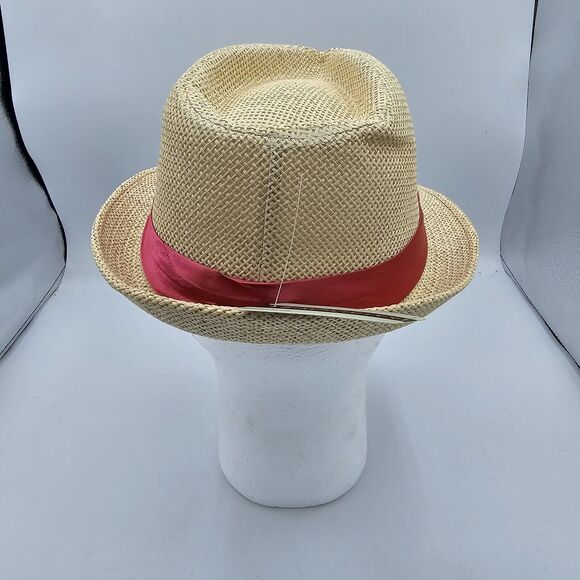 Mens Hat By Simplicity, Tan, With Red Stripe, New, One Size Fits Most - Picture 3 of 6